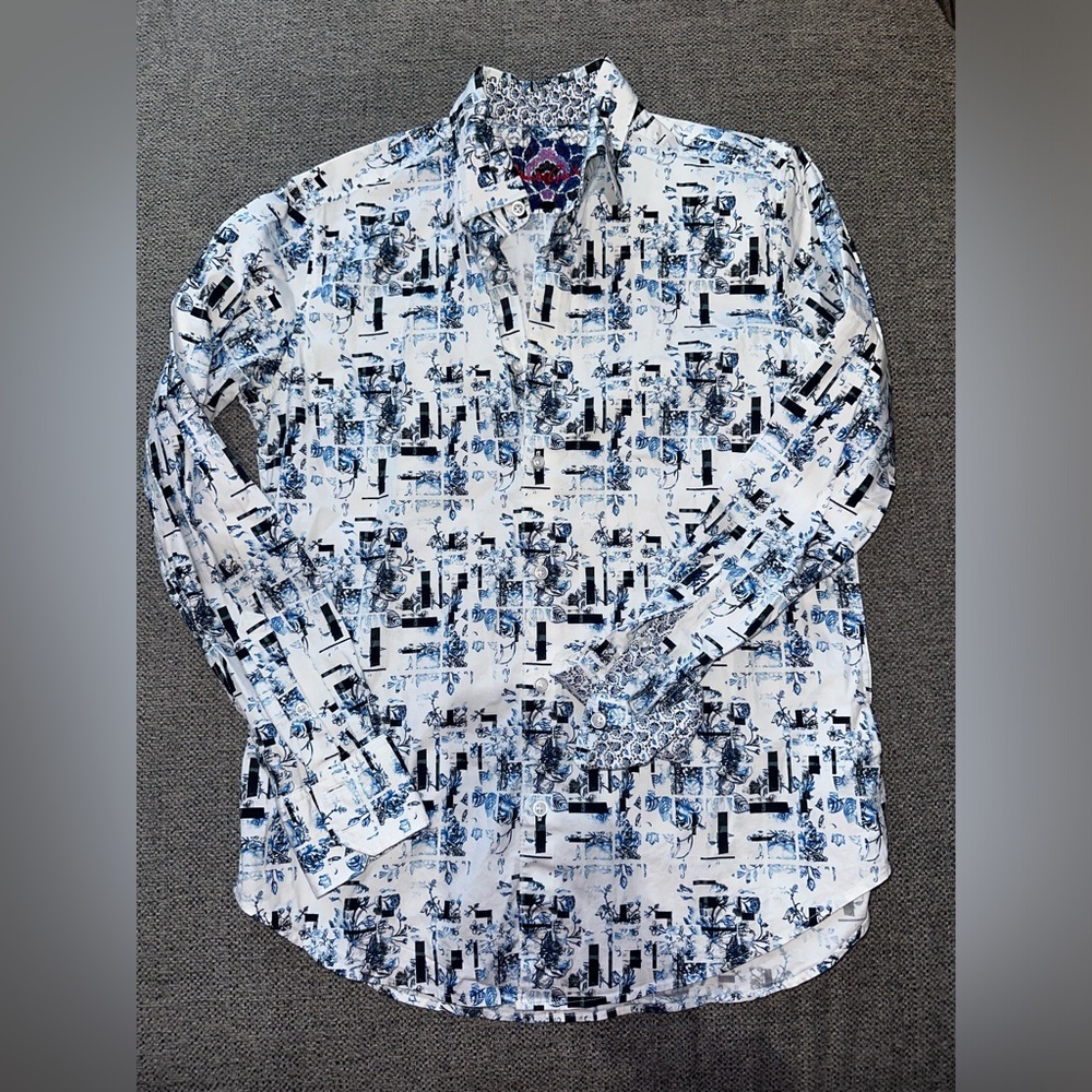 ROBERT GRAHAM small INKOM CLASSIC FIT LONG SLEEVE STRETCH SHIRT WHITE MUL